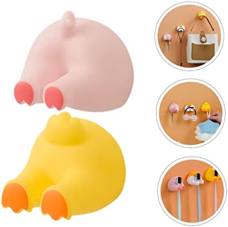 2pcs Cartoon Animal Butt Hooks Self-Adhesive Wall Decor