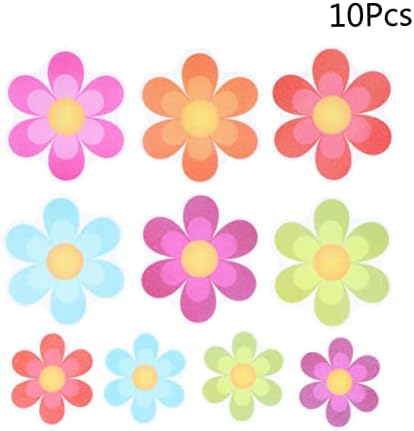 PRETYZOOM 10Pcs Colorful Flower Bath Non-Slip Stickers