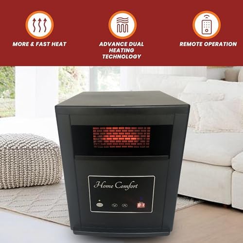 Home Comfort 1500w Infrared Heater with Thermostat and Remote Control