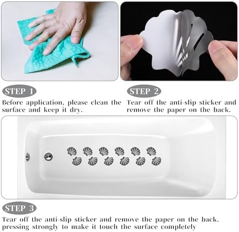 12 Pcs Non-Slip Bathtub Stickers with Self-Adhesive Design