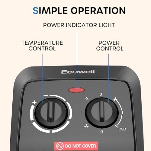 ECOWELL 18 Tower Heater with 3 Modes and Thermostat