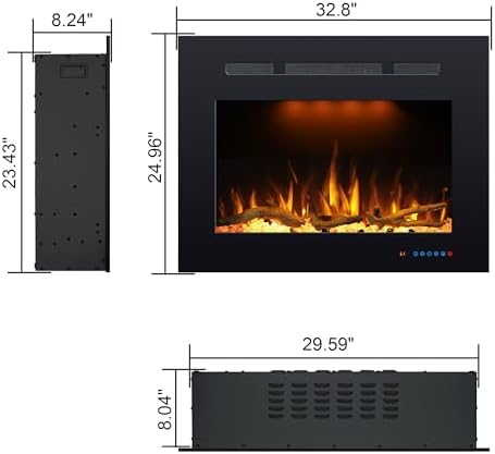 PRISMASTER 2959 Electric Fireplace Insert with Adjustable Flames 1