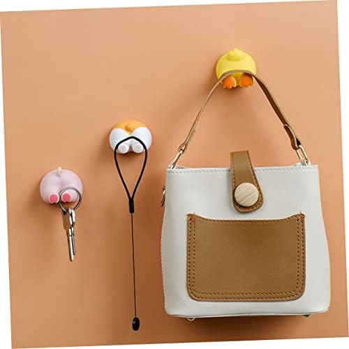2pcs Cartoon Pig Tail Wall Hooks Toothbrush Holders for Bathroom Organization