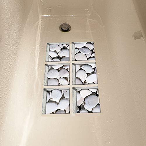 AILEGOU 3D Non-Slip Bathtub Stickers with 6 Pieces Pebbles-A04