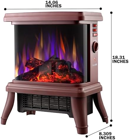 SheerAIRE 18 Electric Fireplace with Flame Effect and 3-Speed Heating