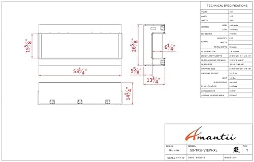 Amantii 50 3-Sided Electric Fireplace with Remote and 8H Timer