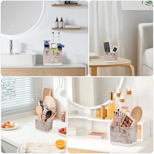 PARKMANI 4 Slots Toothbrush Holder with Drainage and Marble Design