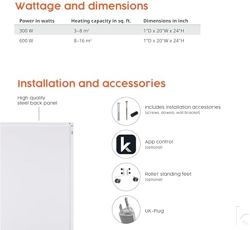 Knighaus Infrared Wall Heater 600W - 86-142ft2
