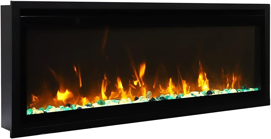 Amantii 65 Extra Slim Indoor Electric Fireplace with Black Steel Surround
