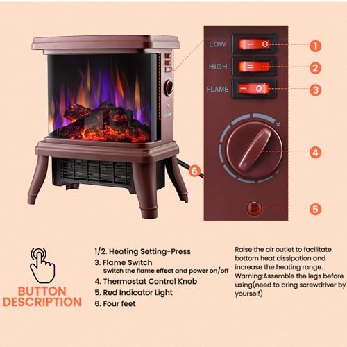 SheerAIRE 18 Electric Fireplace with Flame Effect and 3-Speed Heating