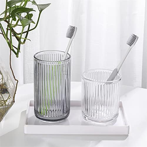 Gaolinci 2 Pcs Glass Tumbler Cup Toothbrush Holder Bathroom Cups 10 oz