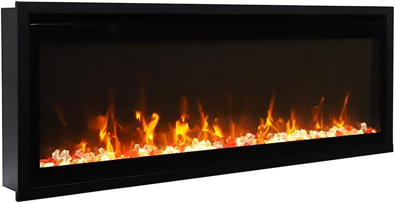Amantii 65 Extra Slim Indoor Electric Fireplace with Black Steel Surround