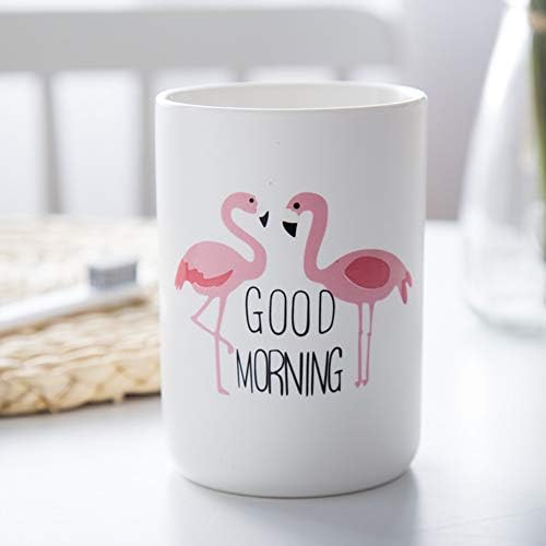 Simple Flamingo Ceramics Toothbrush Holder Tumbler - White