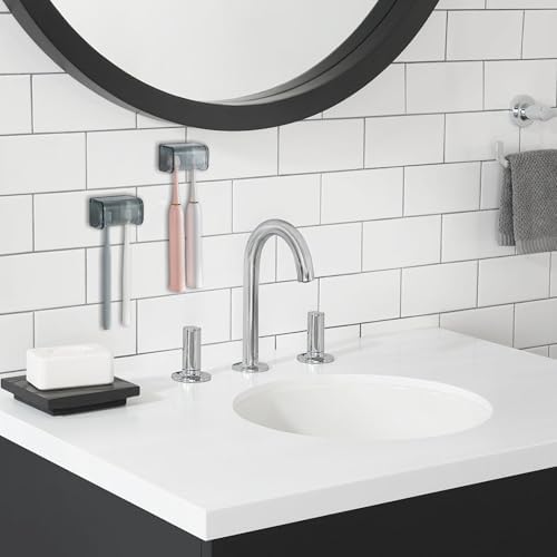 2 Pc Wall Mounted Toothbrush Holder with Cover Clear