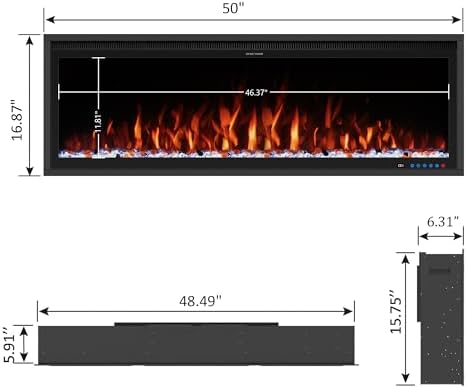 Benrocks 50 Smart WiFi Electric Fireplace Insert