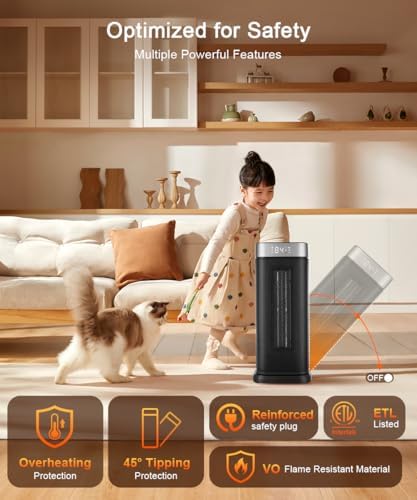Sunnote 1500W Electric Space Heater with Remote and Oscillating Function
