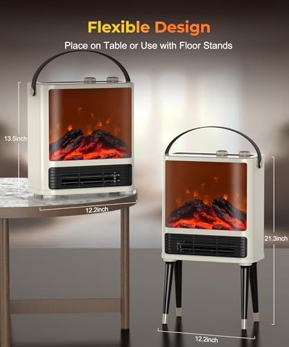 Abolee Fireplace Heater with Realistic LED Flame
