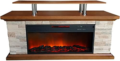 LifeSmart 60-Inch Faux Stone Electric Fireplace Heater with Remote and Timer 1
