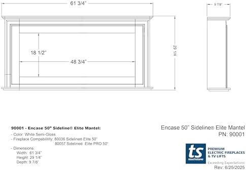 Touchstone Sideline Elite 50 Smart Electric Fireplace with Mantel 1