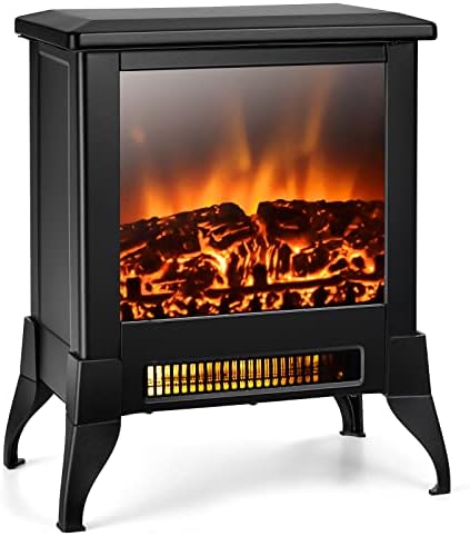 GOFLAME 1400W Electric Fireplace Heater with Realistic Flame and Adjustable Temperature