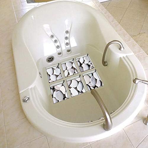 AILEGOU 3D Non-Slip Bathtub Stickers with 6 Pieces Pebbles-A04