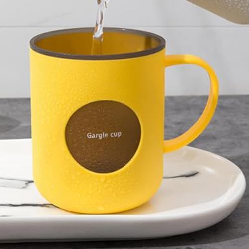 HERCHR Bathroom Tumbler Cup with Handle Yellow