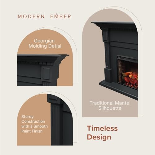 Modern Ember Augustine Black Mantel Electric Fireplace