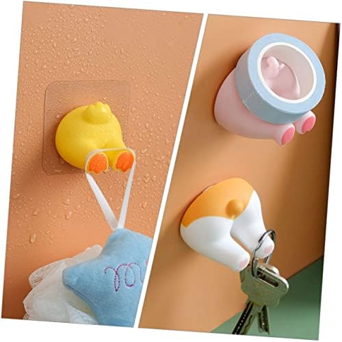 2pcs Cartoon Pig Tail Wall Hooks Toothbrush Holders for Bathroom Organization