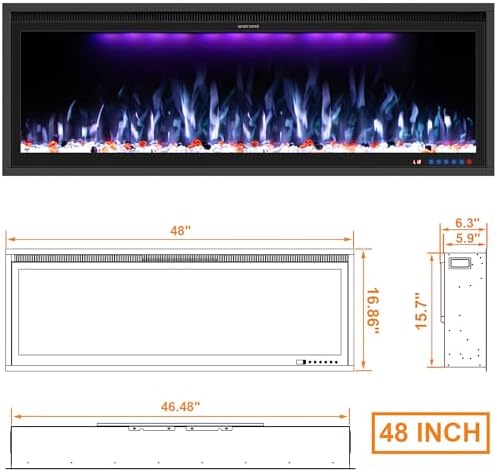 Benrocks 48 Smart WiFi Electric Fireplace Insert