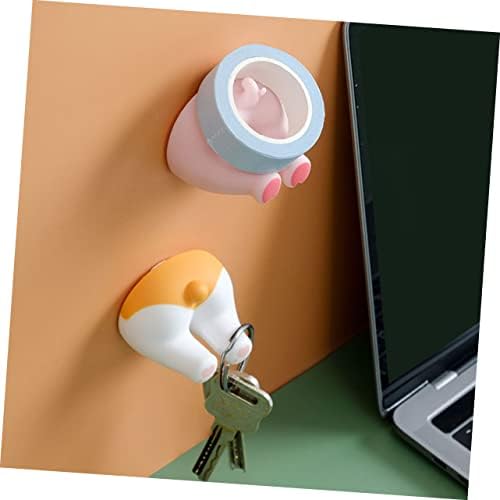 2pcs Cartoon Pig Tail Wall Hooks Toothbrush Holders for Bathroom Organization