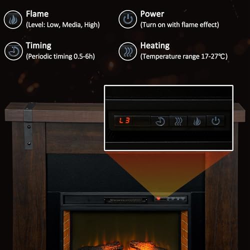 35 Inch Electric Fireplace with Mantel and Remote