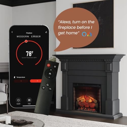 Modern Ember Augustine Black Mantel Electric Fireplace