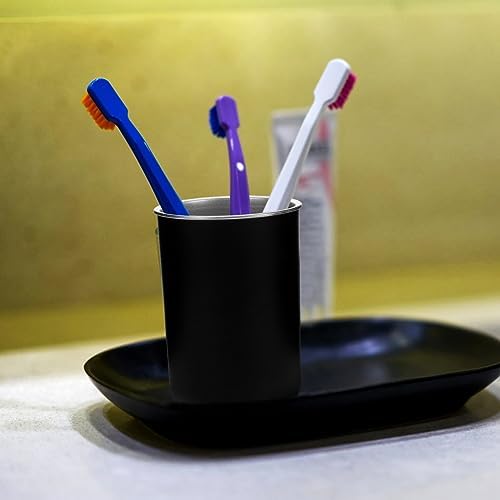 WOONEKY 2pcs Stainless Steel Toothbrush Storage Cup