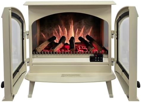 Modern Ember Harlowe Electric Fireplace in Cream