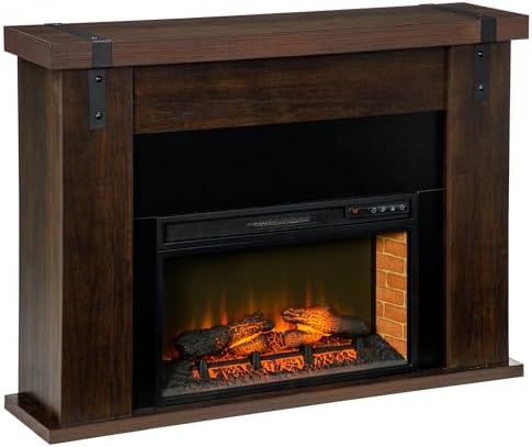 35 Inch Electric Fireplace with Mantel and Remote