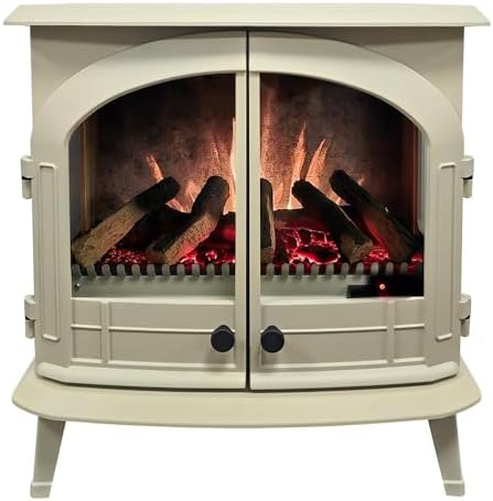 Modern Ember Harlowe Electric Fireplace in Cream