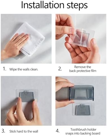 2 Pc Wall Mounted Toothbrush Holder with Cover Clear