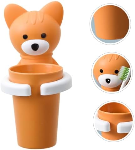 PACKOVE Wall-Mount Cartoon Toothbrush Holder Organizer