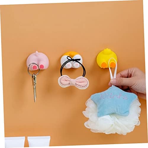 2pcs Cartoon Pig Tail Wall Hooks Toothbrush Holders for Bathroom Organization