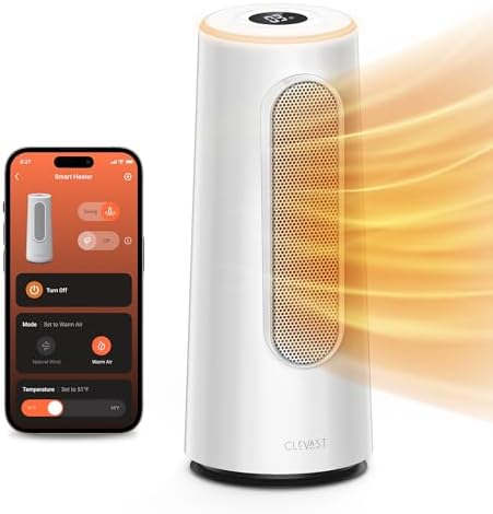 CLEVAST Smart Space Heater with RGB Night Light and Voice Control