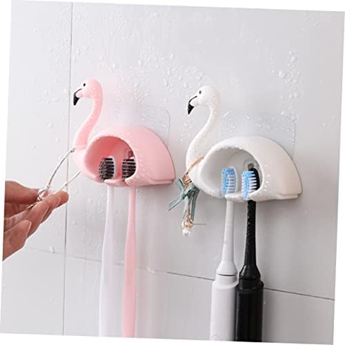 Garneck 2pcs Flamingo Wall Mounted Toothbrush Holder