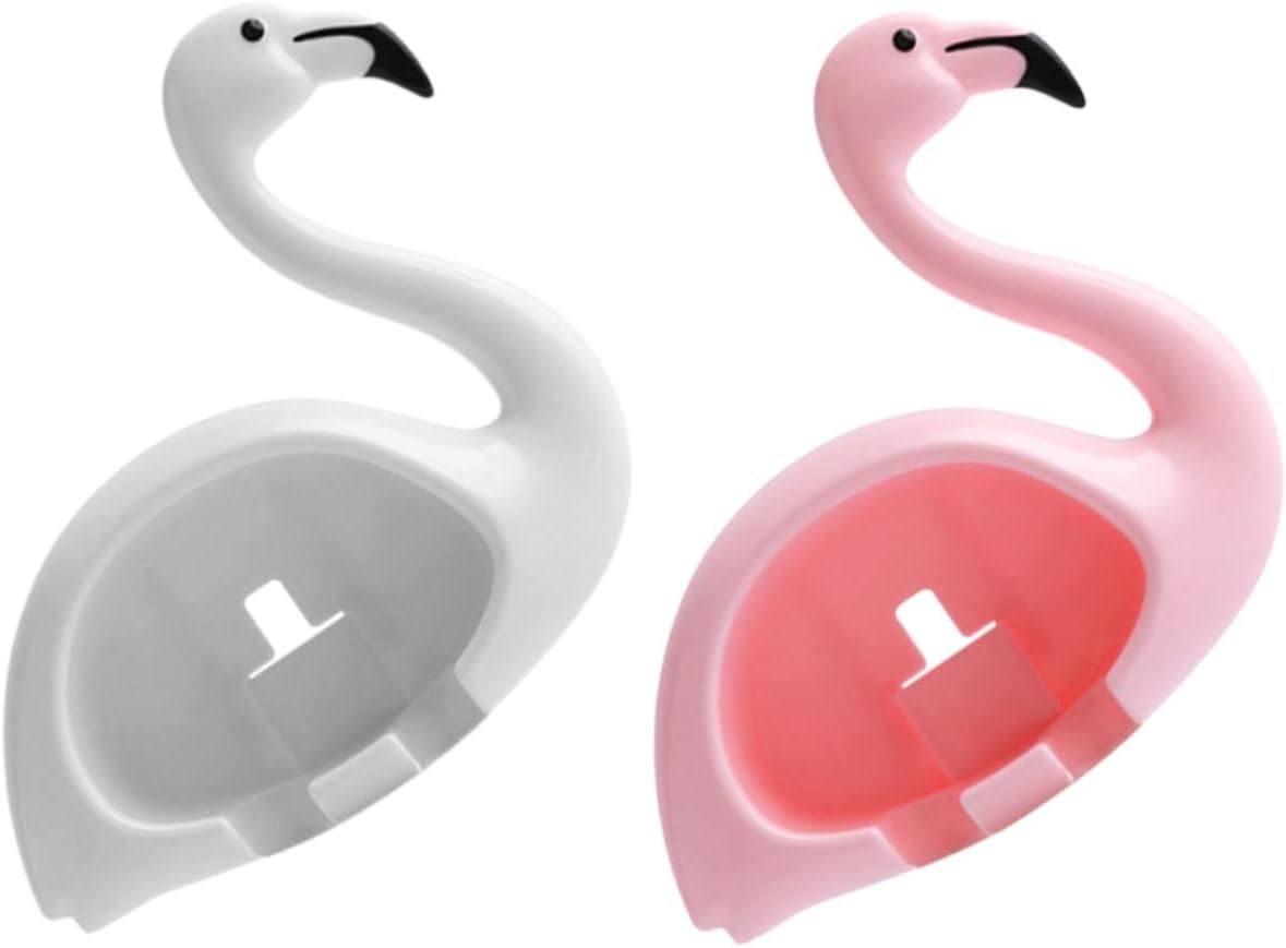 Gatuida 2PCS Flamingo Toothbrush Holder Wall Mounted Organizer