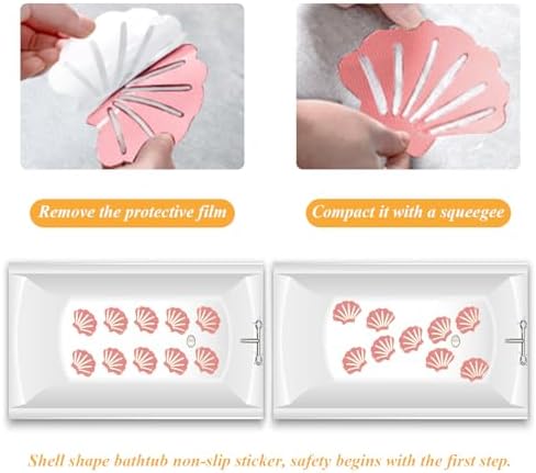 Coufce Bathtub Stickers Non-Slip Safety Treads Pink 12Pcs