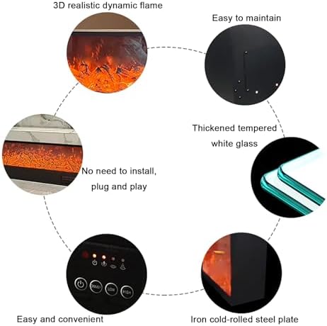 ZXDRYBHD Electric Fireplace Heater with Realistic Fire 80cm