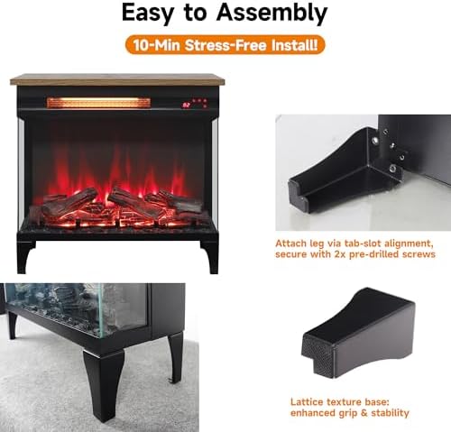 Innoflame 24 Electric Fireplace Heater with Remote and Timer