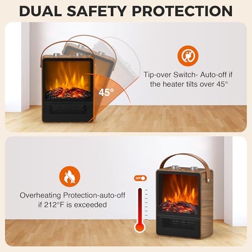 Alpaca Electric Fireplace Heater with 3D LED Flame 1500W750W