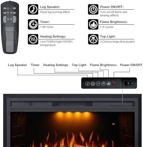 Valuxhome Electric Fireplace with Fire Crackling Sound and Overheating Protection