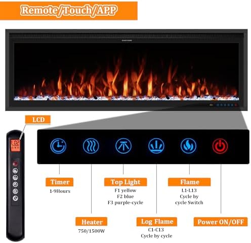Benrocks 48 Smart WiFi Electric Fireplace Insert