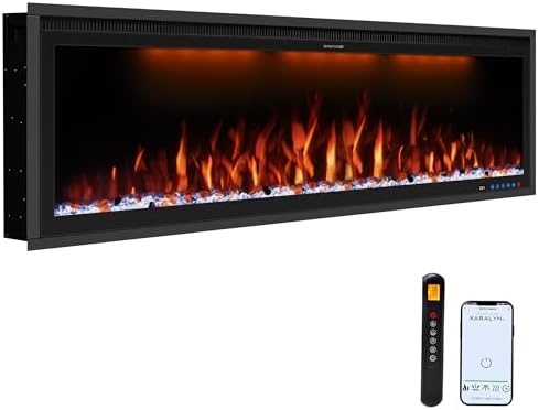 Benrocks 60 Inch WiFi Enabled Electric Fireplace Insert - 750W1500W Black