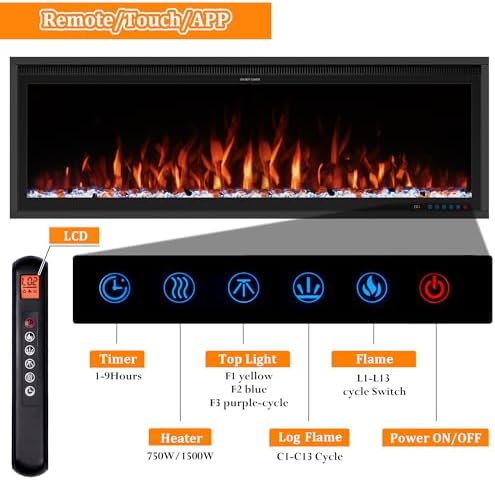 Benrocks 50 Smart WiFi Electric Fireplace Insert